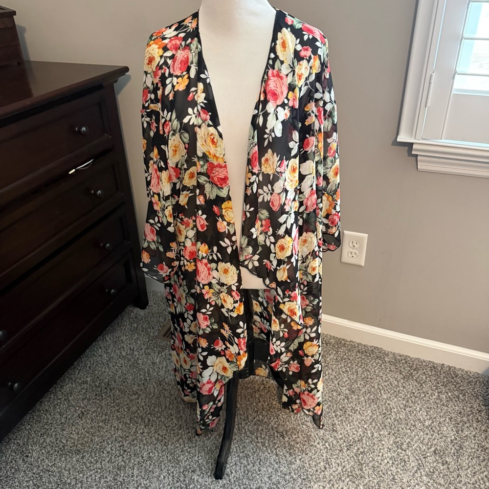 LuLaRoe Floral Open-Front Jacket